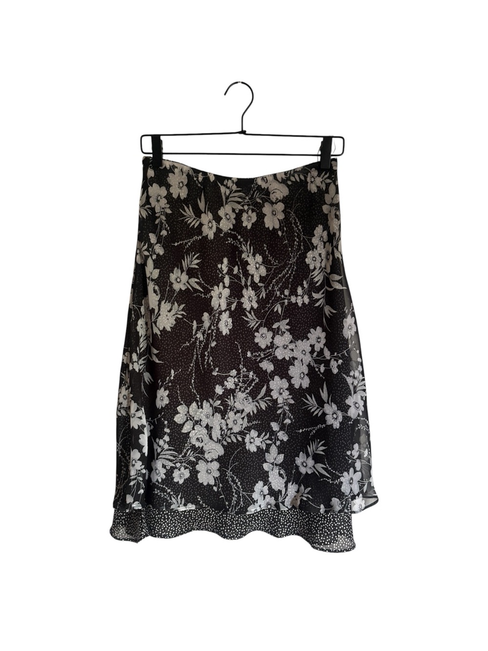 Black Floral A-Line Skirt